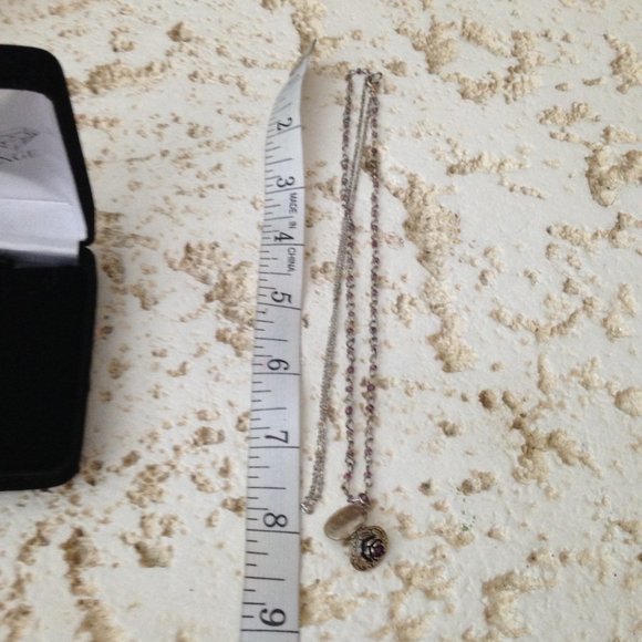 Vintage Purplish Rose Locket, Silver Tone Double Chain - Picture 12 of 16